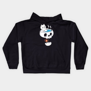 Cat and Skull (Bathing) Kids Hoodie